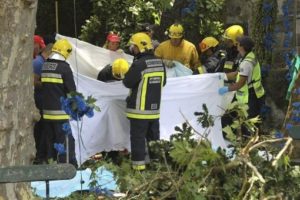 Enorme árbol cae a multitud en Portugal