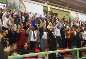 El acto donde tomaron juramento más de 200 entidades del Estado, se realizó en el pabellón de Voleibol del Centro Olímpico Juan Pablo Duarte