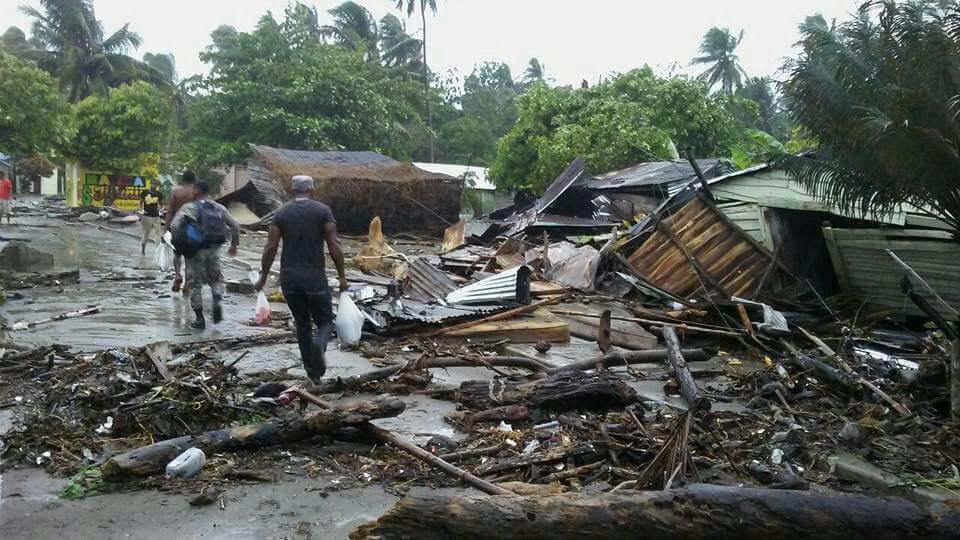 Viviendas destruidas e inundaciones en Nagua por paso de huracán Irma  (Foto David Hilario)