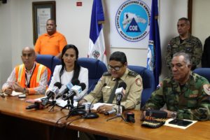 Juan Manuel Méndez, director del Centro de Operaciones de Emergencias (COE), habla duranate el lanzamiento de Oprerativo Altagraciano 2018