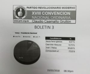 Tercer boletín conteo de votos del PRM