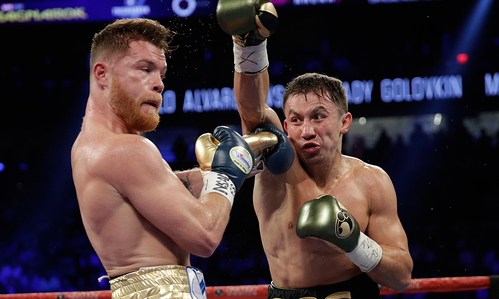 Momentos del combate entre Canelo y Golovkin el año pasado en Las Vegas.