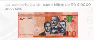 Dentro de los códigos de protección, el nuevo billete de RD$100 mantendrá las mismas características de seguridad del que está actualmente en circulación.