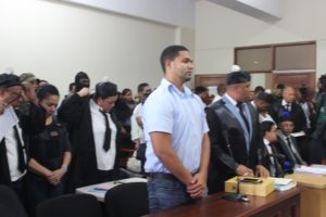 MArlon MArtínez, acusado de matar a Emely Peguero, durante el juicio de fondo. Foto Narciso Acevedo.