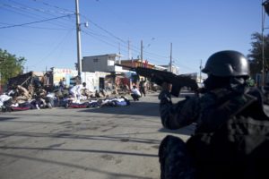 Durante las protestas en Haití por acuerdo con Venezuela