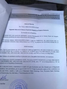 Auto de fijación de audiencia en el que se notificaba que se conocía Habeas Corpus en caso Omega