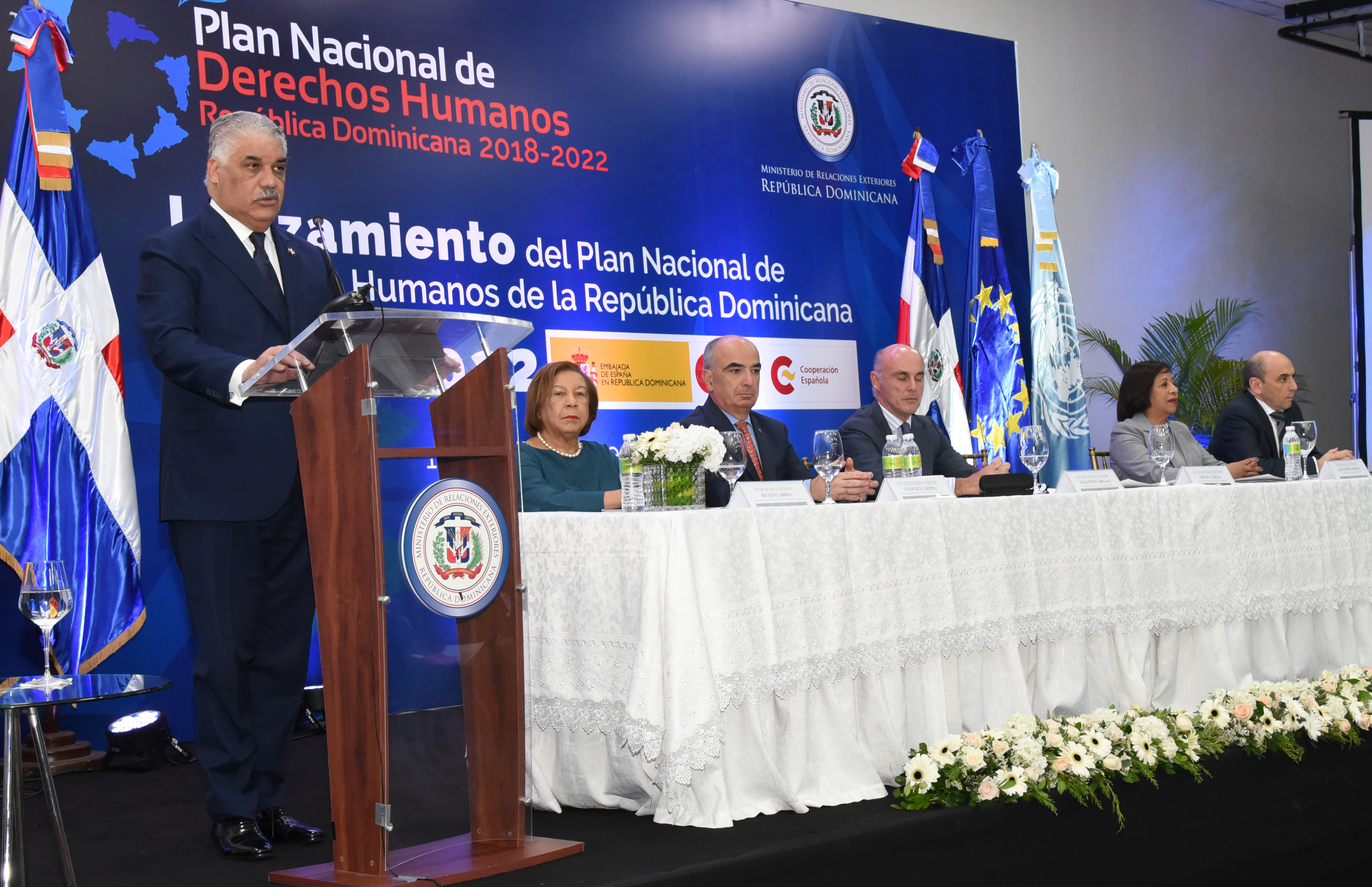 El canciller Miguel Vargas al momento de presentar el Plan Nacional de Derechos Humanos
