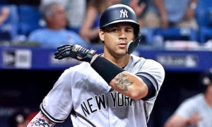 El dominicano Gary Sánchez, receptor de los Yanquis.