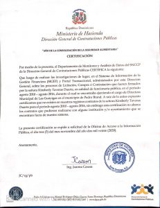 Certificación de la DGCP.