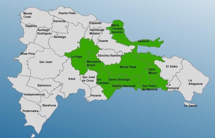 COE aumenta a nueve las provincias en alerta por tormenta