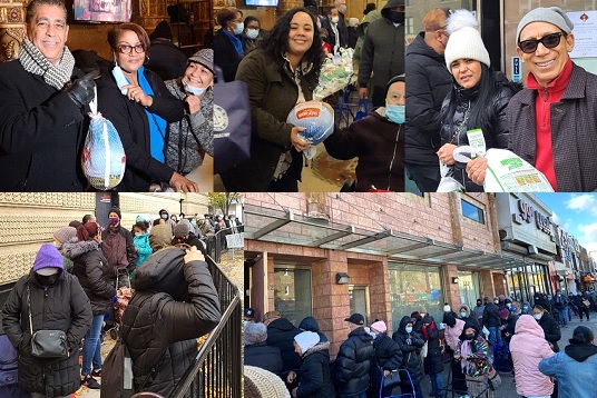 Miles familias en Alto Manhattan se benefician con entrega de pavos gratis