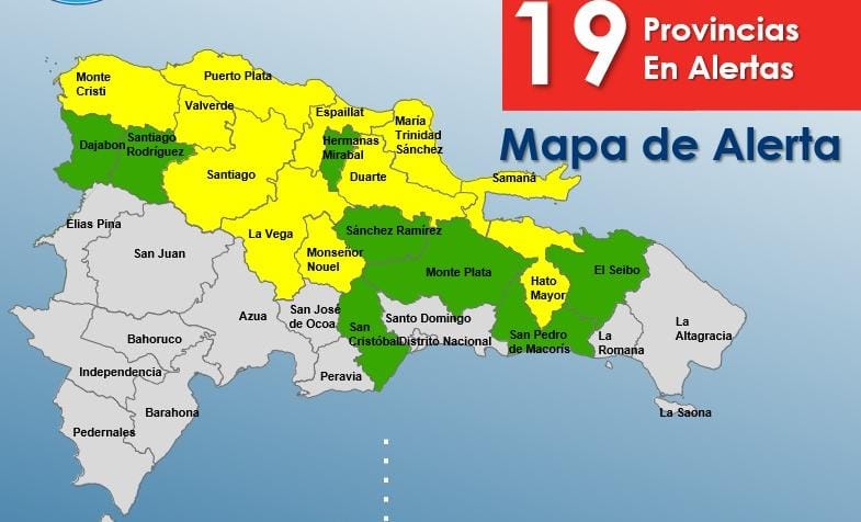 COE aumenta a 19 el número de provincias en alerta