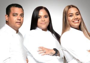 Los chefs dominicanos Amilkar Gonell, Pamela Gonell y María Marte